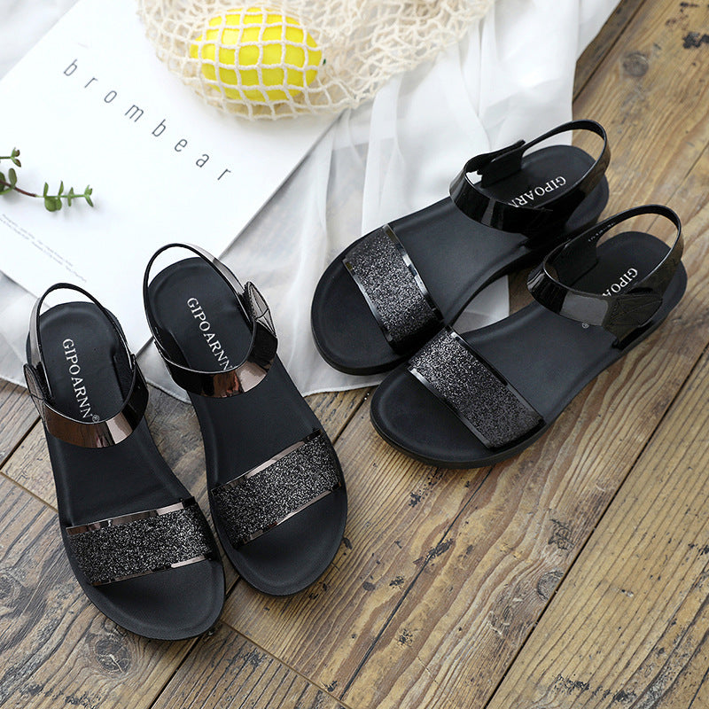 Sandales Femme Confortables Été – Semelle Épaisse, Talon Moyen, Velcro