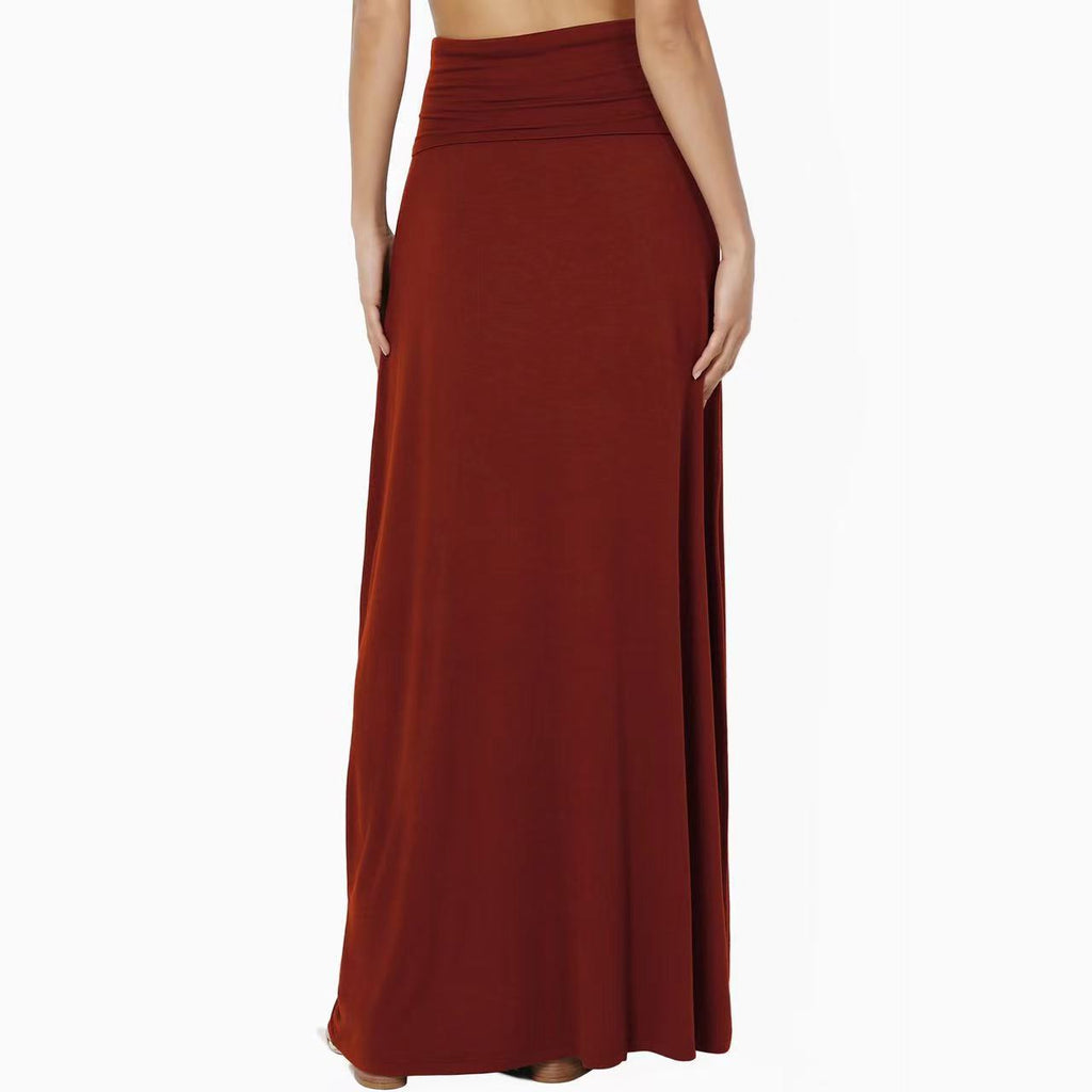 Jupe Longue Taille Haute Femme – Coton Confortable, Style Casual Élégant