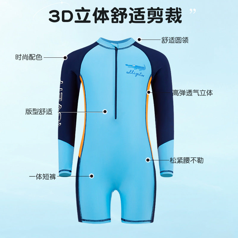 Maillot de Bain Garçon Enfant – Anti-UV, Séchage Rapide, Motif Crocodile