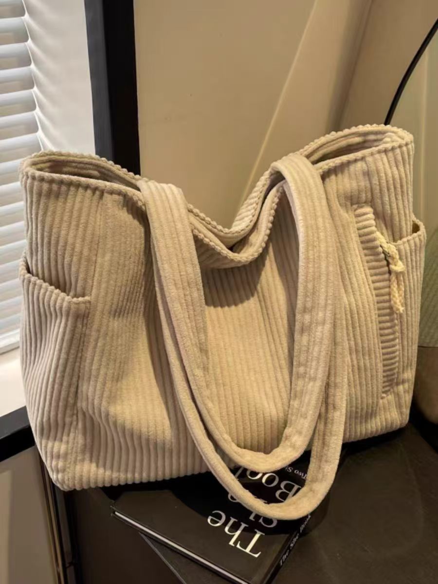 Sac cabas velours côtelé – Grande capacité