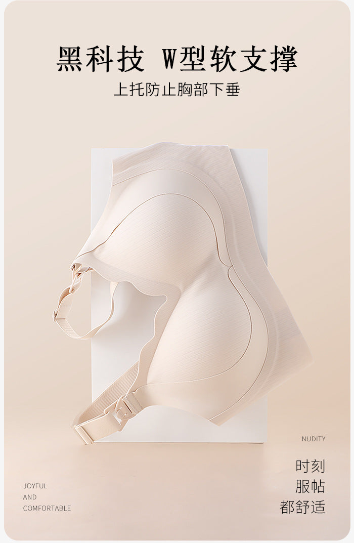 Pregnant Women's Breastfeeding Underwear Gather-up Anti-sagging Pregnancy Lactation Period Non-rims Gathering Para-lactation Postpartum Feeding Bra Thin