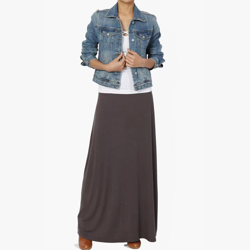 Jupe Longue Taille Haute Femme – Coton Confortable, Style Casual Élégant