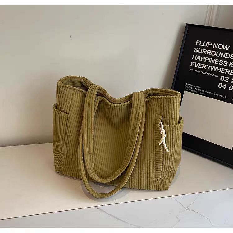 Sac Cabas Velours Côtelé Femme Grande Capacité – Tote Bag Casual Tendance