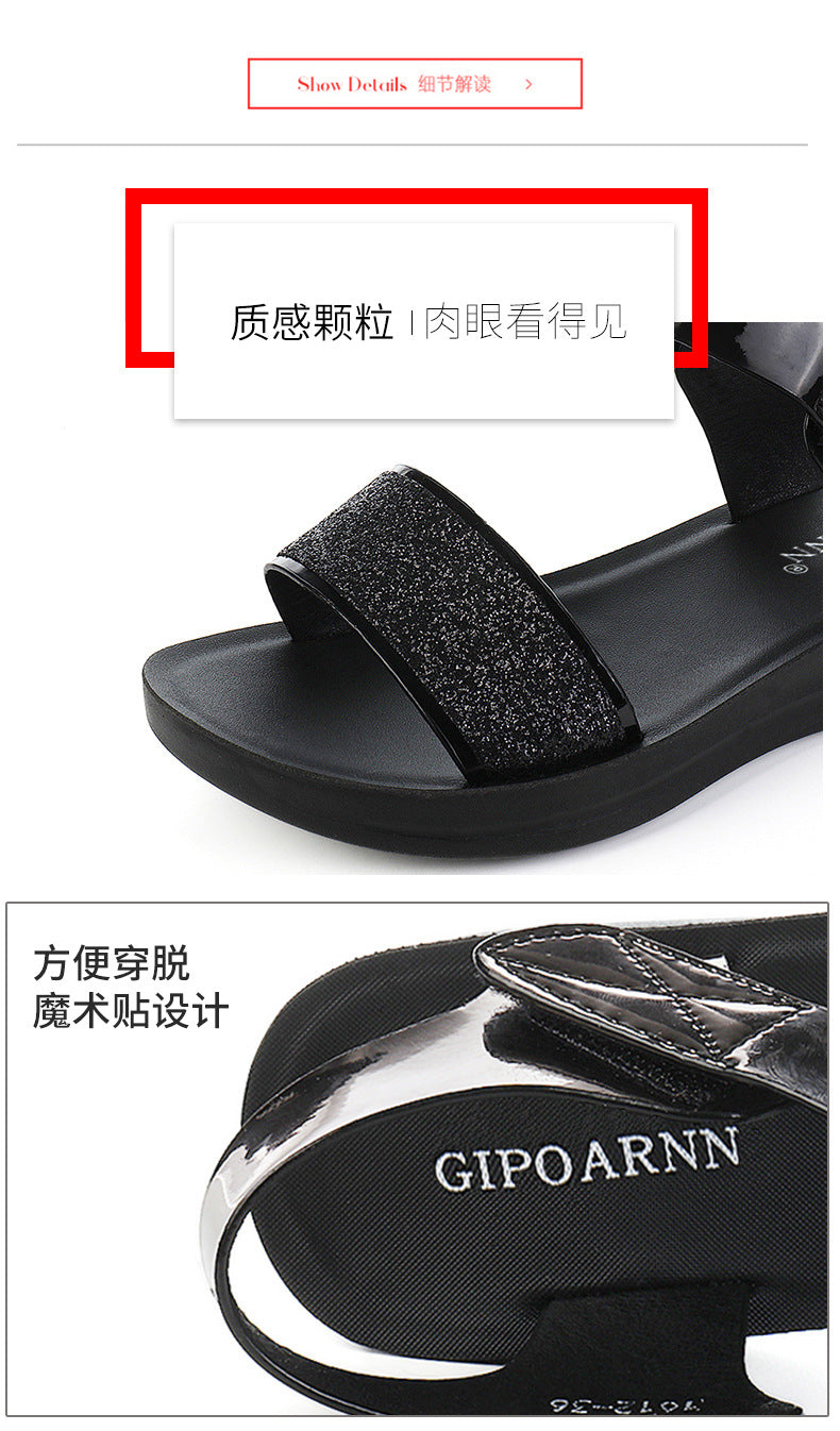 Sandales Femme Confortables Été – Semelle Épaisse, Talon Moyen, Velcro