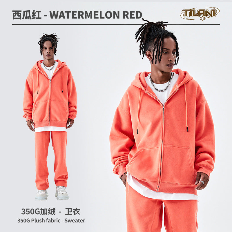 Ensemble Jogging Sweat Zippé Capuche Couleur Unie – Homme & Femme, Casual Sport