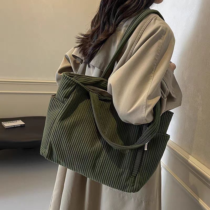 Sac Cabas Velours Côtelé Femme Grande Capacité – Tote Bag Casual Tendance