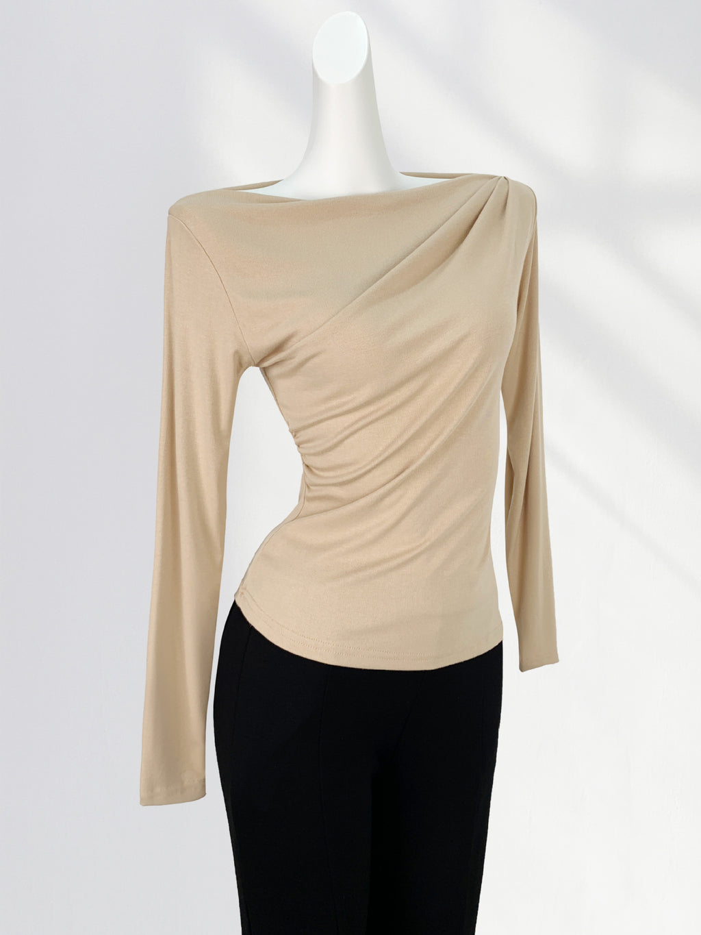 Elegant off-shoulder T-shirt women's early spring new women's clothing pure off-shoulder inner wear long sleeve bottoming shirt exquisite top