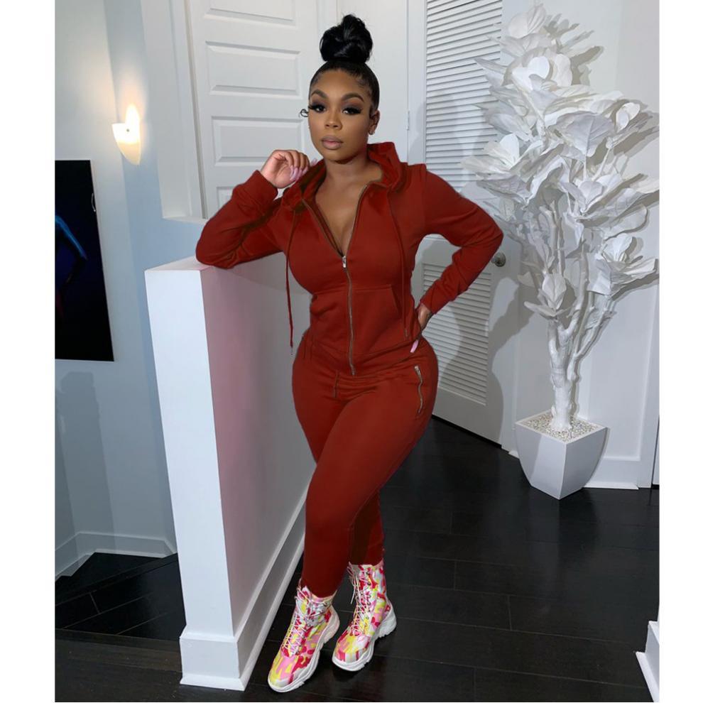 2024 cross-border autumn and winter European and American women's fashion sports leisure solid color suit personality zipper pocket two-piece set