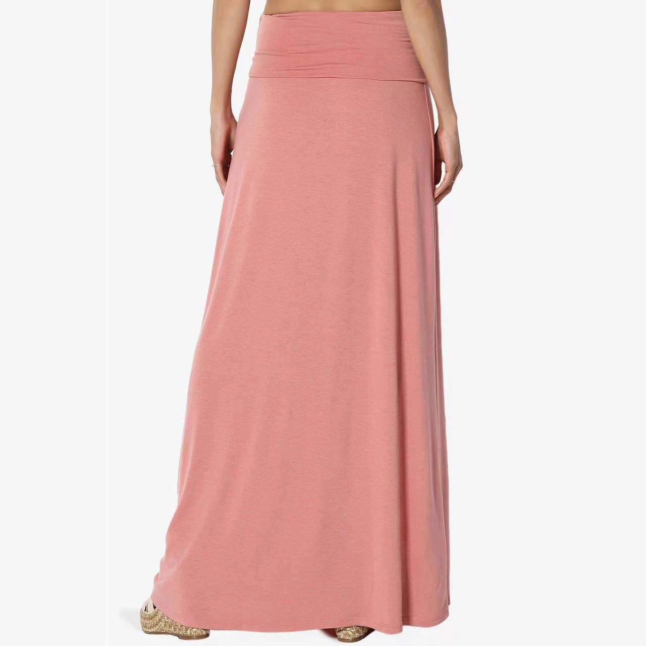 Jupe Longue Taille Haute Femme – Coton Confortable, Style Casual Élégant