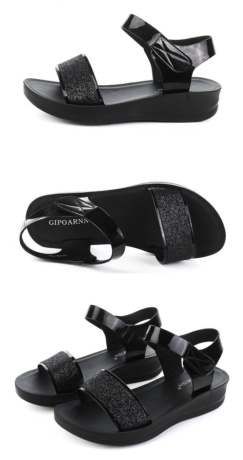 Sandales Femme Confortables Été – Semelle Épaisse, Talon Moyen, Velcro
