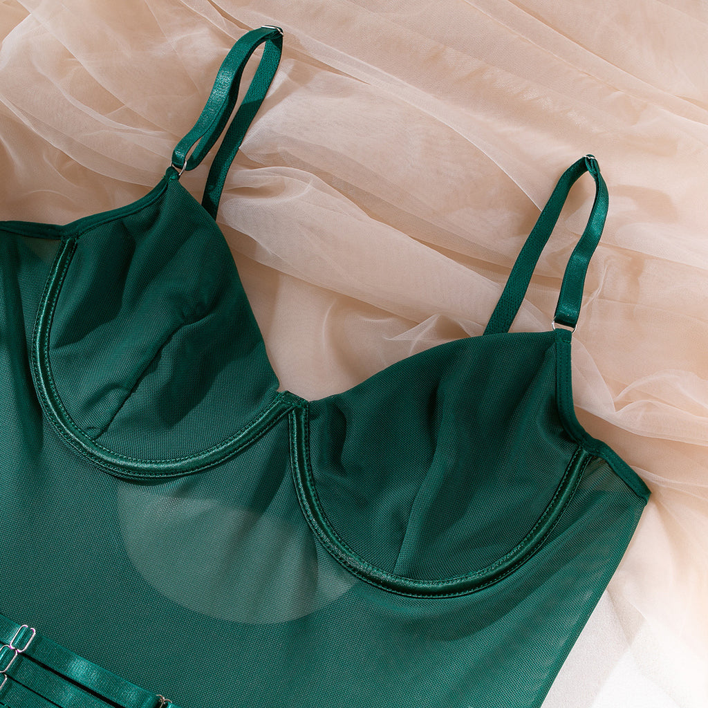 Lingerie Sexy Trois Pièces Dentelle avec Gants – Bralette, Culotte & Gants