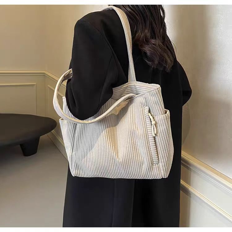 Sac Cabas Velours Côtelé Femme Grande Capacité – Tote Bag Casual Tendance
