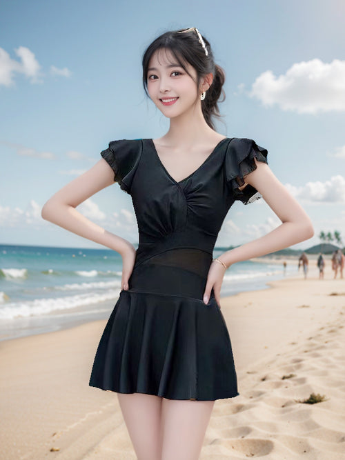 2025 New Swimsuit Women's Summer Ins Style Women's Flesh-Covering One-Piece Conservative Large Size Hot Spring Women's Swimsuit