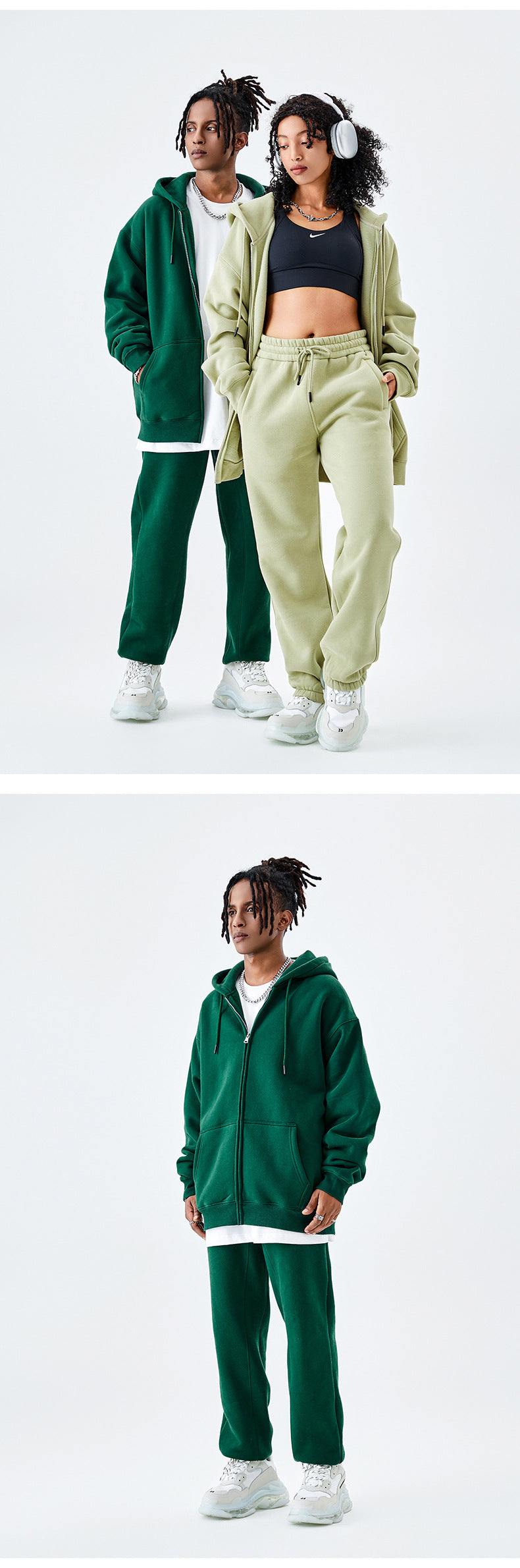 Tilani Men's Sweatshirt Cross-Border Casual Sports Suit Fashionable Pure Color Sweatshirt for Men and Women Simple Zipper Hoodie
