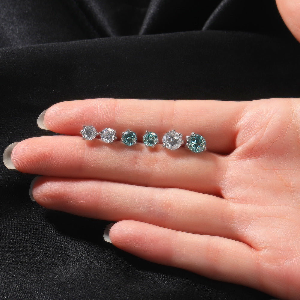Light Luxury All-match S925 Silver Moissanite Dragon Claw Earrings for Men and Women with High-end Sense Instagram Style Fashionable Distinctive Earrings
