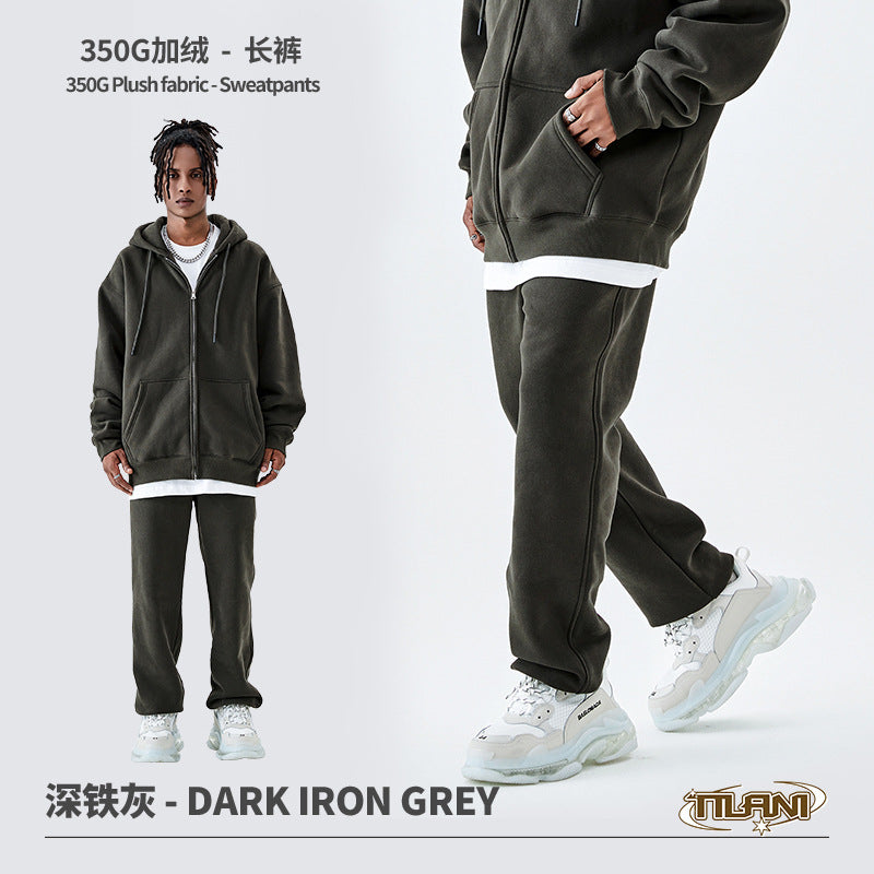 Ensemble Jogging Sweat Zippé Capuche Couleur Unie – Homme & Femme, Casual Sport