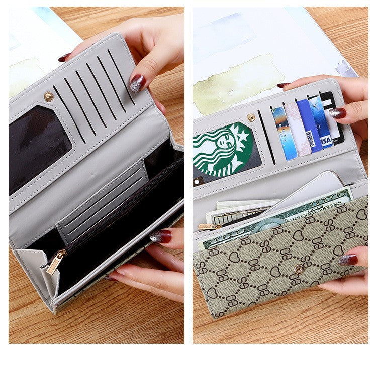 Portefeuille Long Femme Multifonction – Porte-Cartes, Pliable, Style Mode