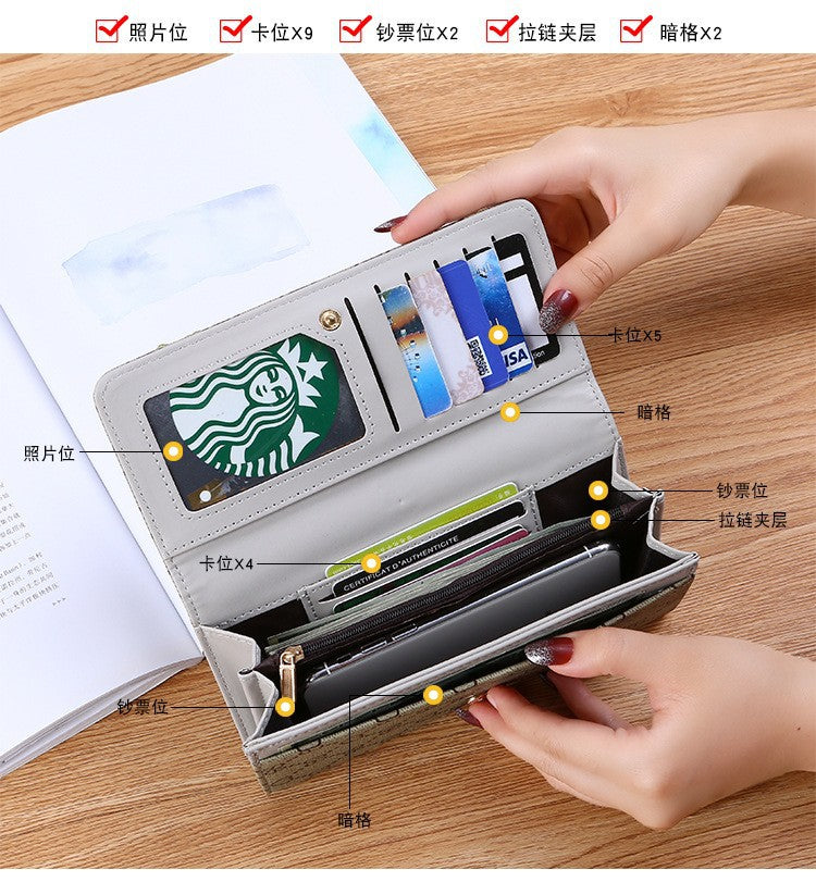 Portefeuille Long Femme Multifonction – Porte-Cartes, Pliable, Style Mode
