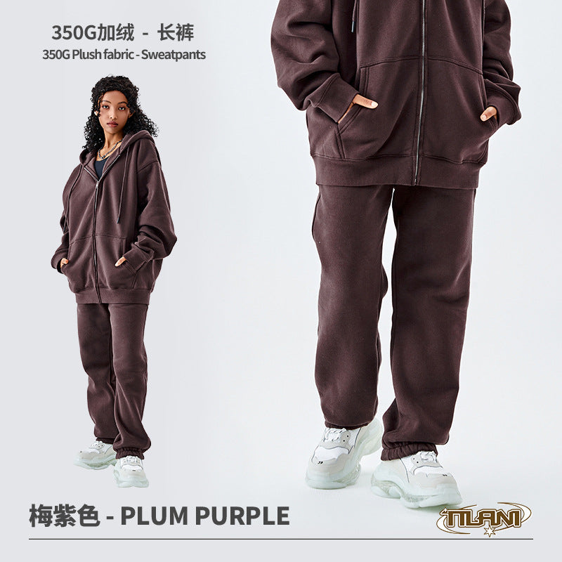 Ensemble Jogging Sweat Zippé Capuche Couleur Unie – Homme & Femme, Casual Sport