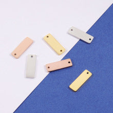 Spot Mirror Stainless Steel Rectangular Double Hole Connector Geometric Glossy Tag Can Be Engraved 1.5*6*35mm