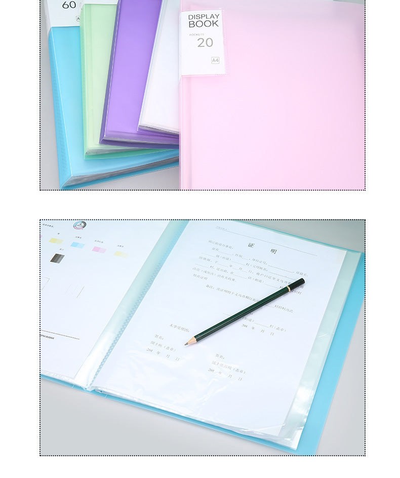 Chemise Porte-Documents A4 Transparente – Couleurs Bonbon, 20 à 100 Pages