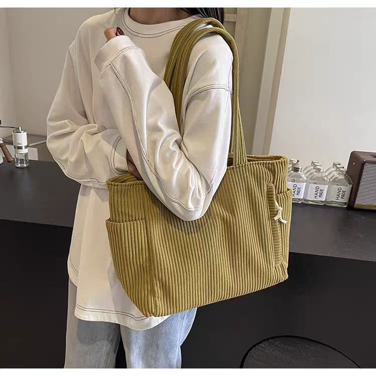 Sac Cabas Velours Côtelé Femme Grande Capacité – Tote Bag Casual Tendance