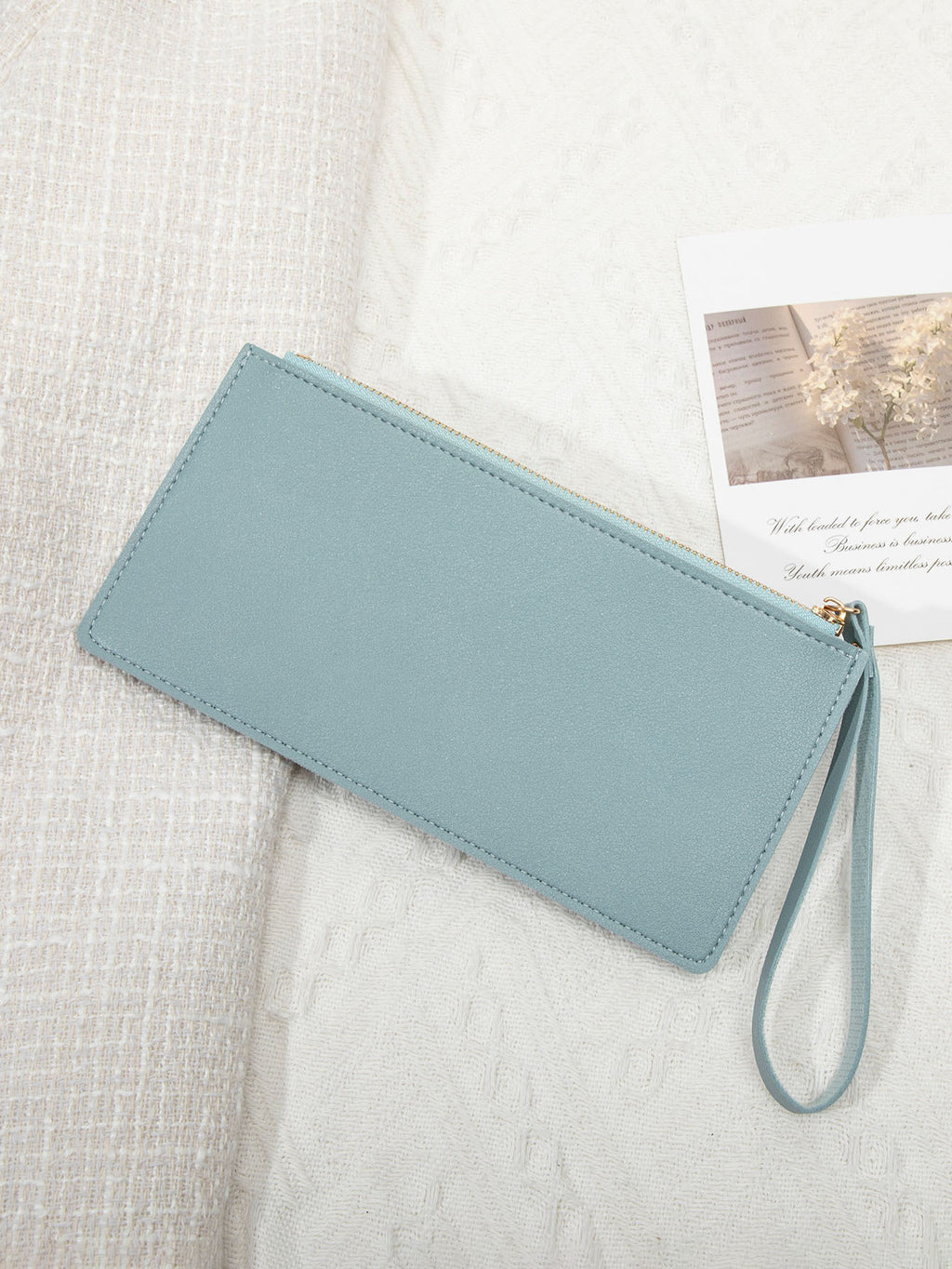 New Multifunctional Ultra-thin Women's Long Wallet Fashionable Folding Zipper Buckle Clutch Solid Color Portable Coin Purse