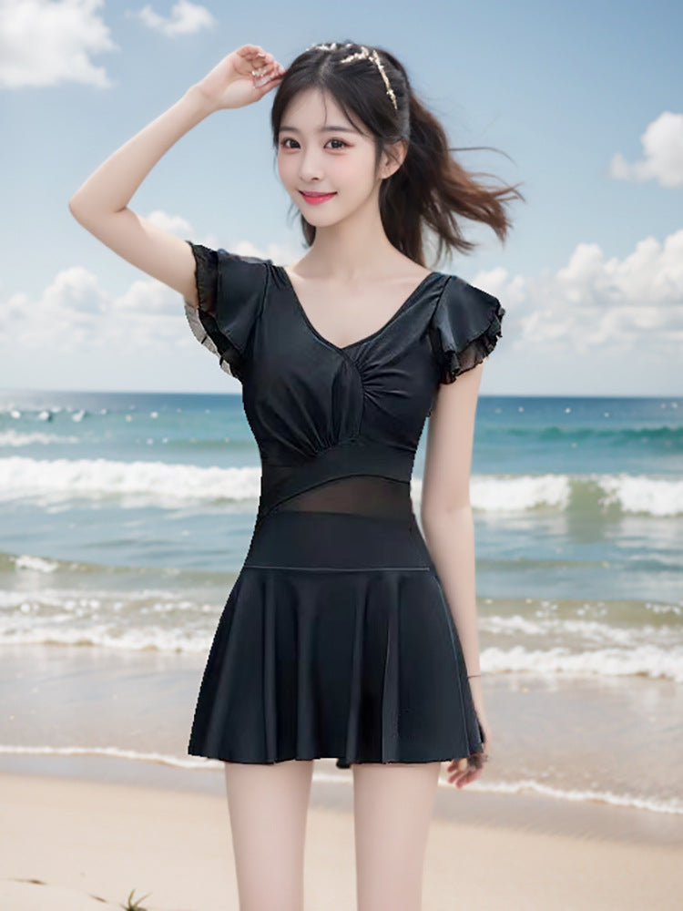 2025 New Swimsuit Women's Summer Ins Style Women's Flesh-Covering One-Piece Conservative Large Size Hot Spring Women's Swimsuit