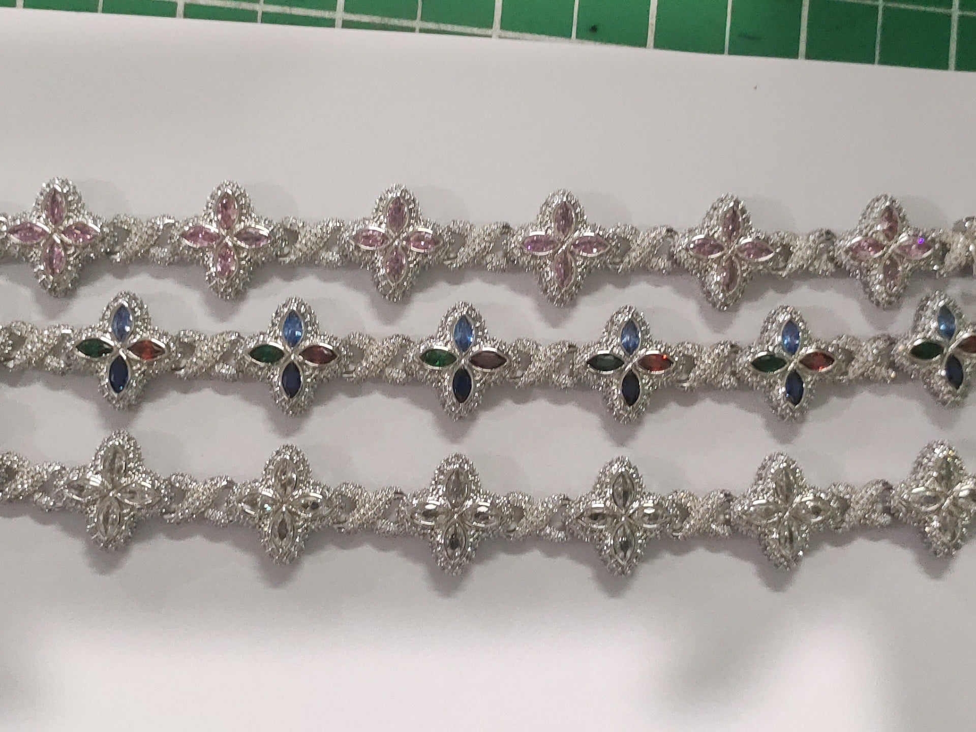 Hip-Hop Rap Chain Infinite Four-Leaf Clover Bracelet Fashionable Trendy Cool Handsome High-End 5A Zircon Colorful Necklace Jewelry
