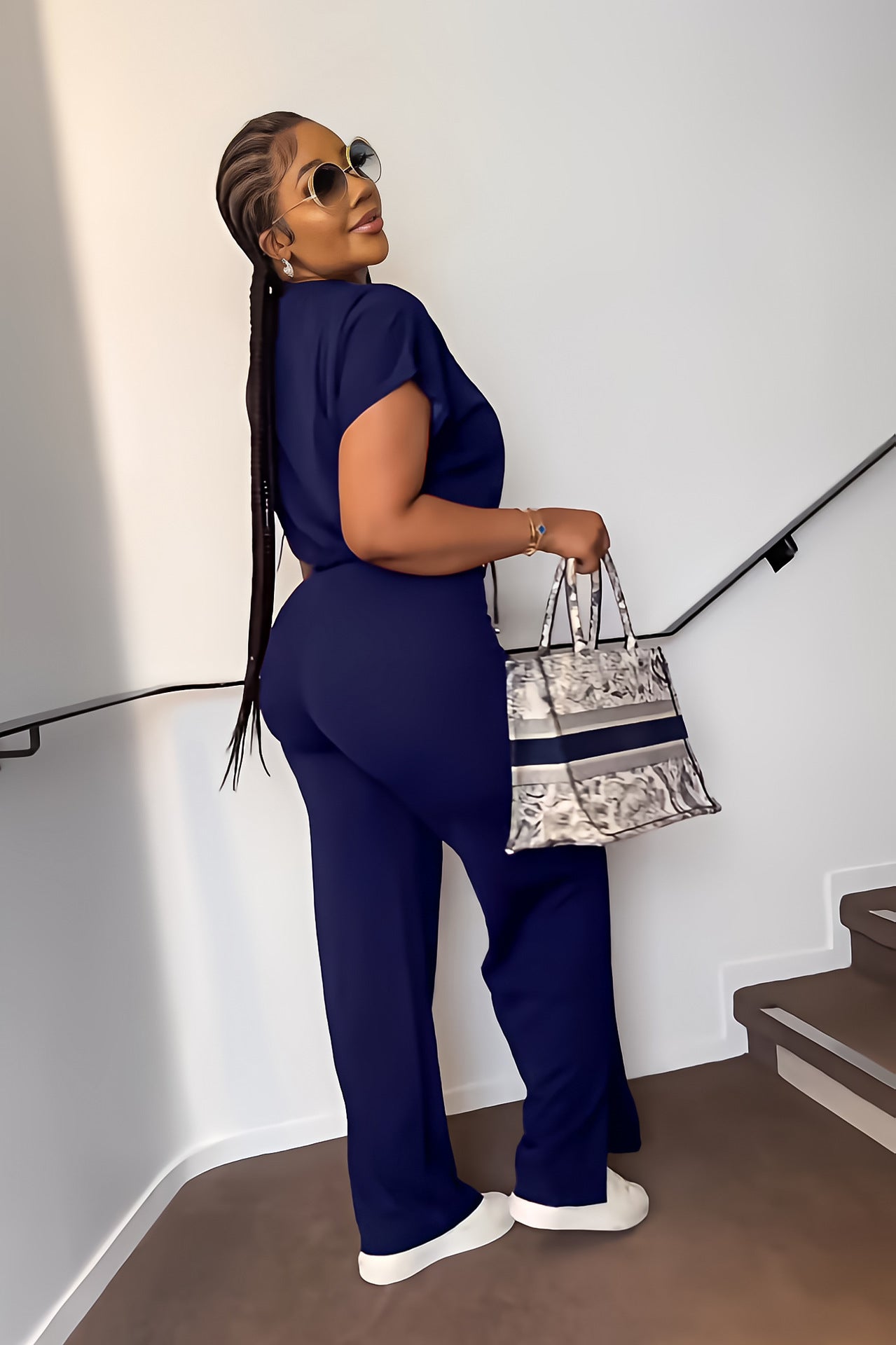Ensemble Deux Pièces Femme – Top Cordon & Pantalon Taille Haute Fendu, Été