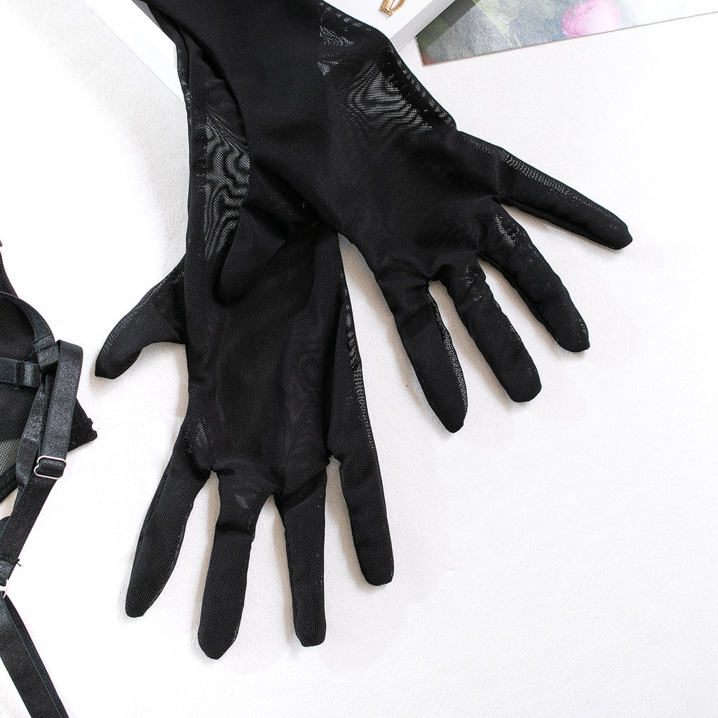 Lingerie Sexy Trois Pièces Dentelle avec Gants – Bralette, Culotte & Gants