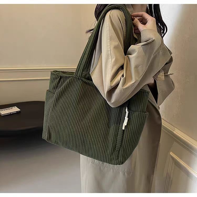 Sac Cabas Velours Côtelé Femme Grande Capacité – Tote Bag Casual Tendance