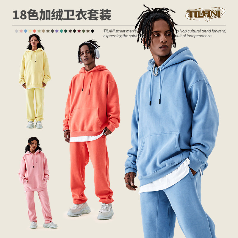 Ensemble Jogging Polaire Homme Femme – Sweat Capuche 350g, Couleur Unie, Chaud
