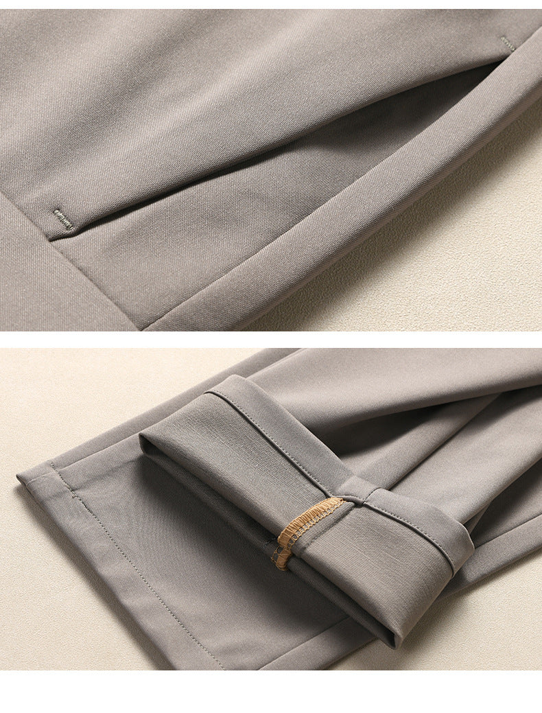Men's Casual Pants with Mulberry Silk, Ice-Feel Business Commuter Trousers, Summer New High-End Wrinkle-Free Straight-Leg Pants