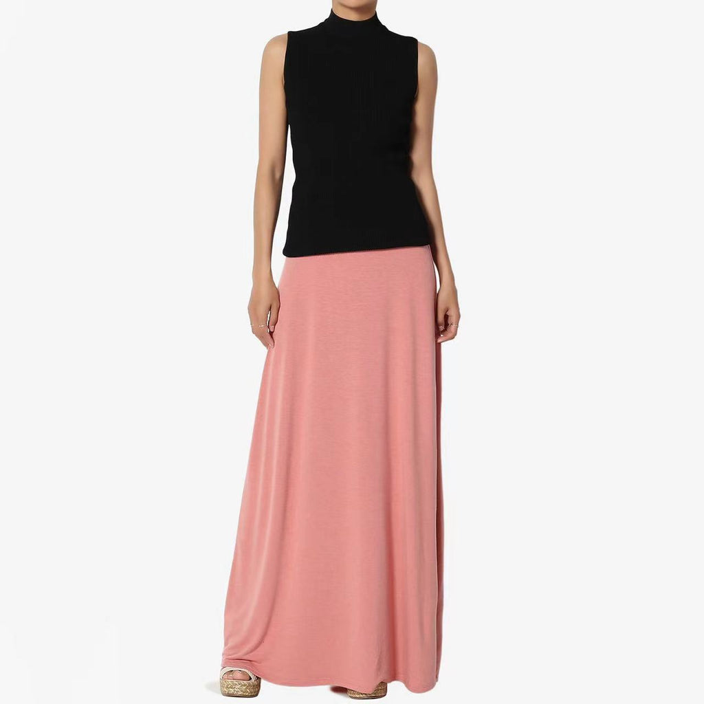 Jupe Longue Taille Haute Femme – Coton Confortable, Style Casual Élégant
