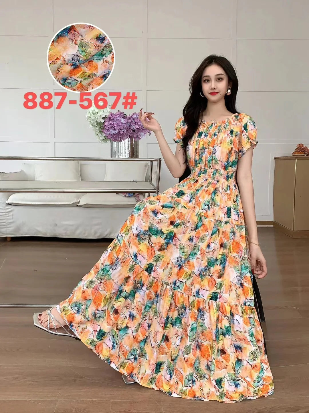 Sexy Slash Neck Long Dress Women Summer Indian Clothes Bohemian Cotton Print Floral Boho Korean Fashion Style Casual Big Skirt