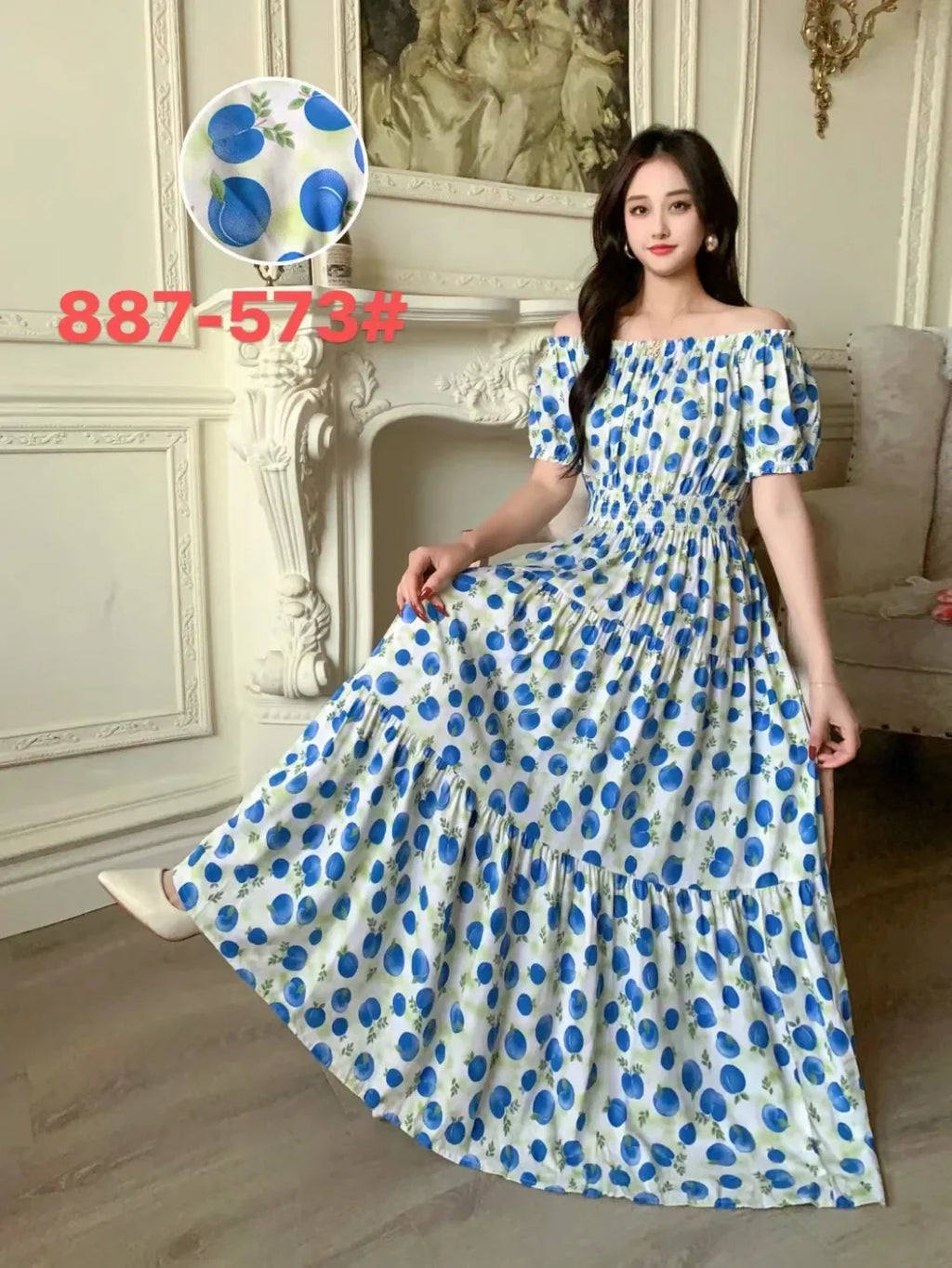 Sexy Slash Neck Long Dress Women Summer Indian Clothes Bohemian Cotton Print Floral Boho Korean Fashion Style Casual Big Skirt