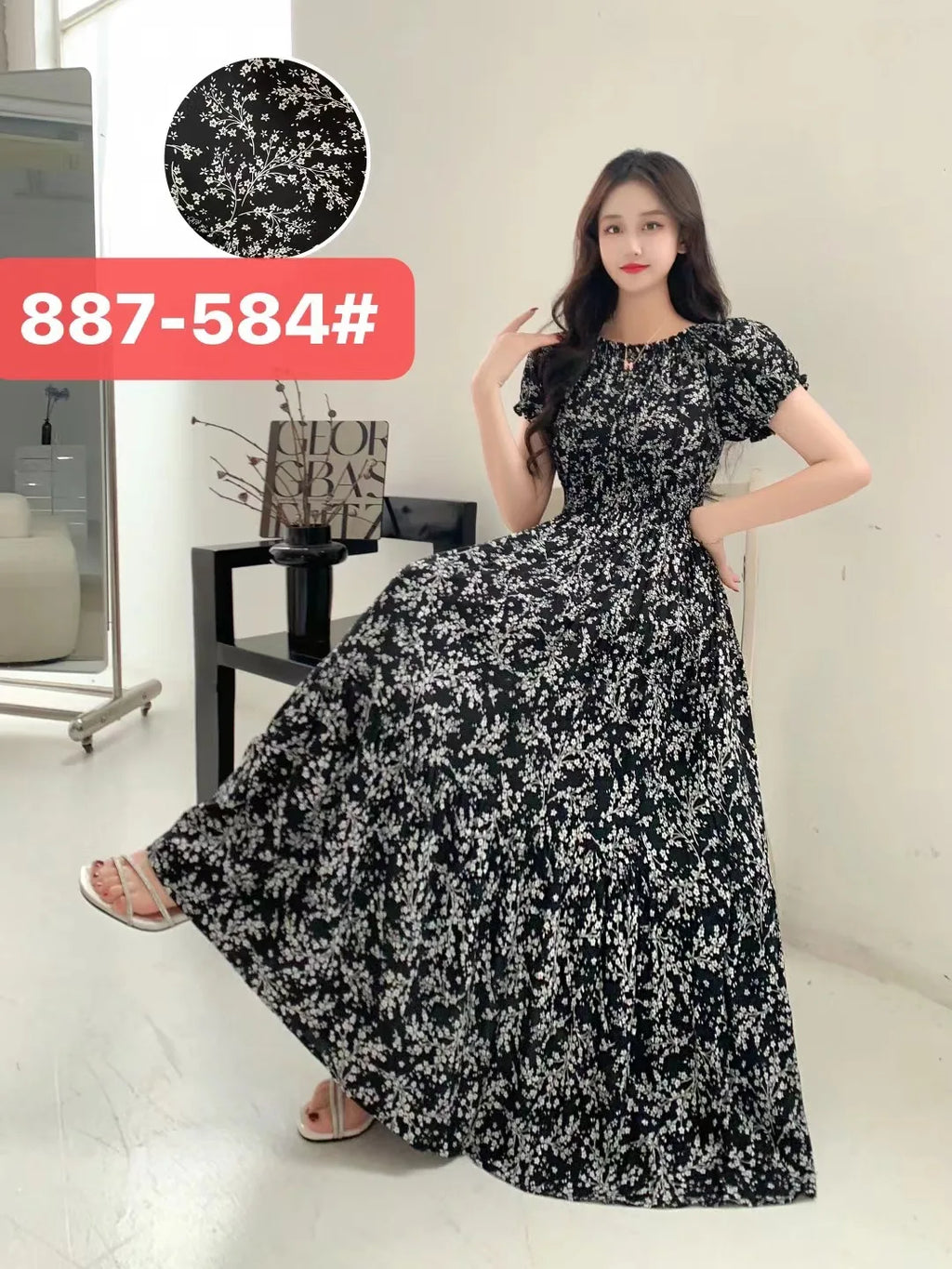 Sexy Slash Neck Long Dress Women Summer Indian Clothes Bohemian Cotton Print Floral Boho Korean Fashion Style Casual Big Skirt