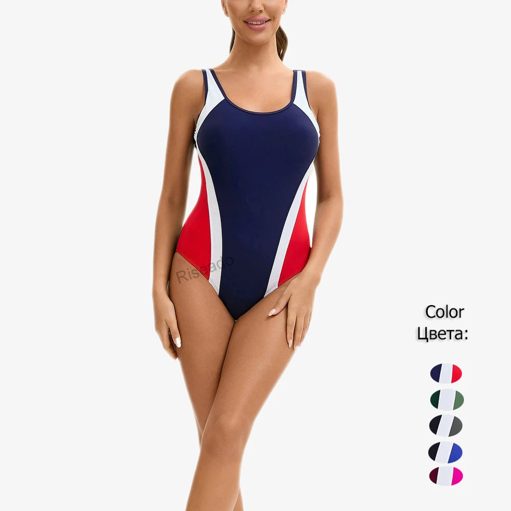 25 Color-Riseado Sport One-piece Swimwear Women 1 Pieces Swimming Surf Ladies Indoor Korean Swimsuit Plus Size Pool Bath Suit