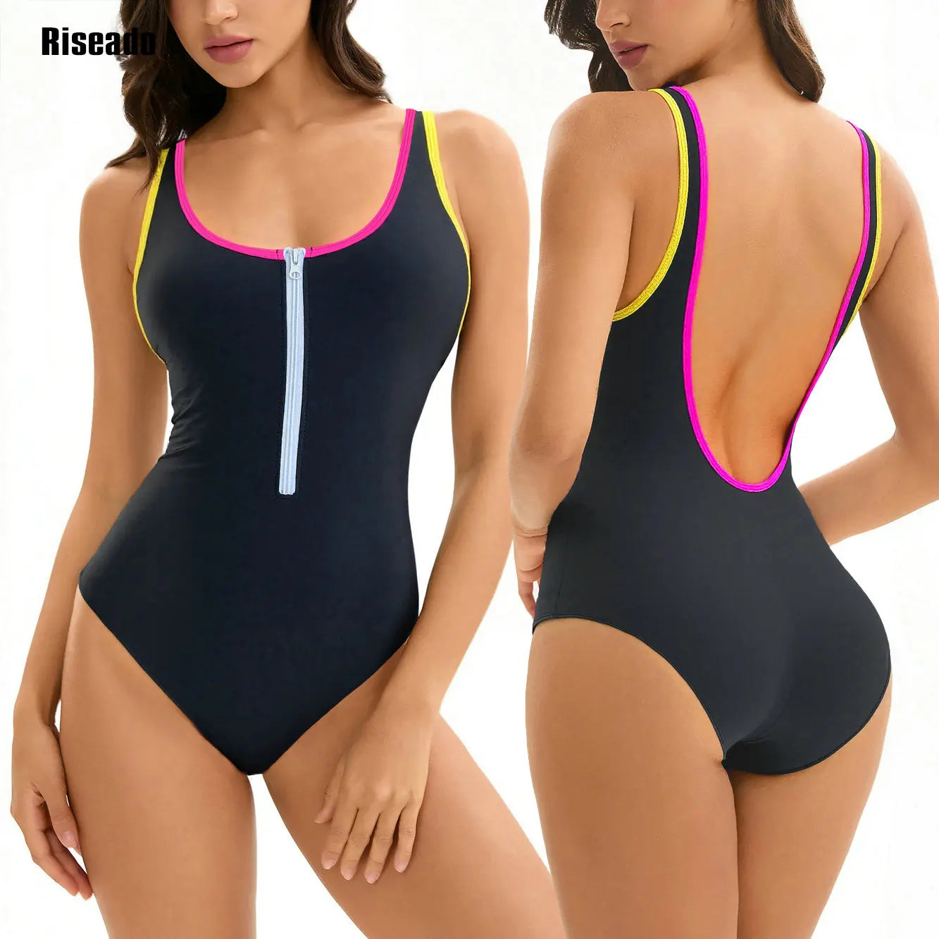 25 Color-Riseado Sport One-piece Swimwear Women 1 Pieces Swimming Surf Ladies Indoor Korean Swimsuit Plus Size Pool Bath Suit