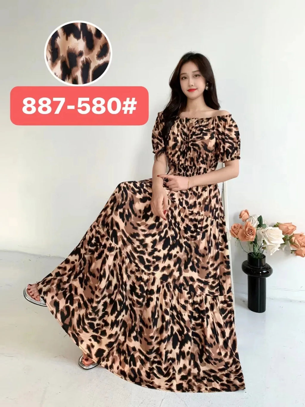 Sexy Slash Neck Long Dress Women Summer Indian Clothes Bohemian Cotton Print Floral Boho Korean Fashion Style Casual Big Skirt