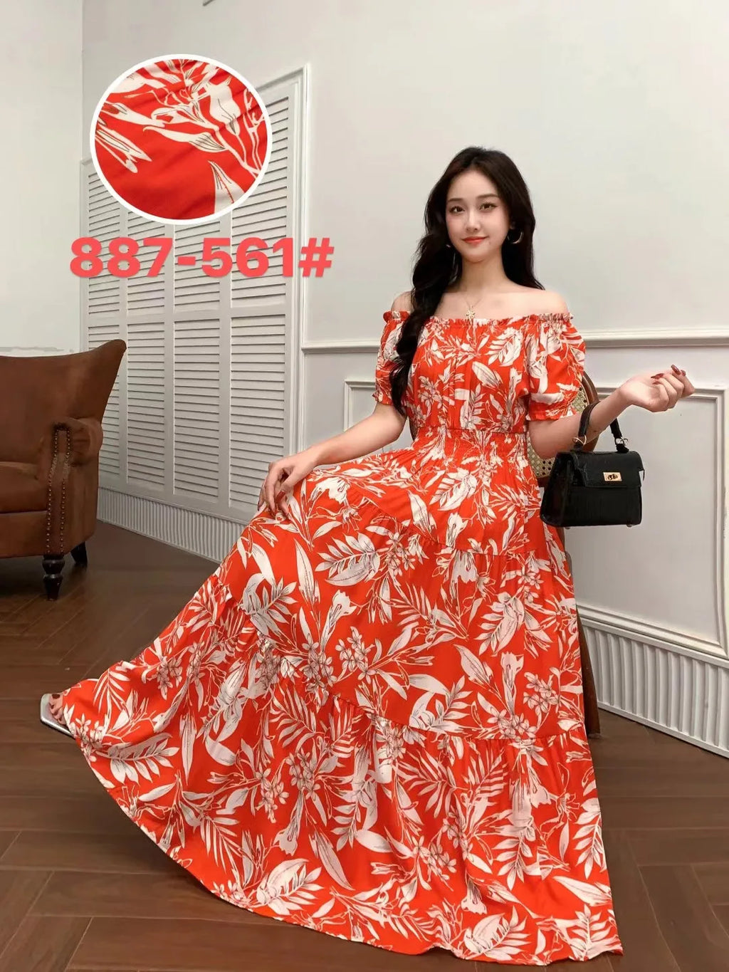 Sexy Slash Neck Long Dress Women Summer Indian Clothes Bohemian Cotton Print Floral Boho Korean Fashion Style Casual Big Skirt